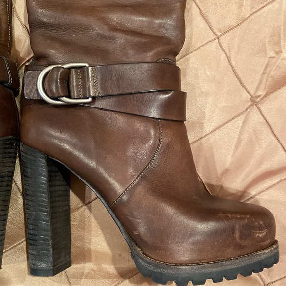 Brunello Cucinelli fabulous distressed leather, fur lining heels ,37 - Picture 2 of 11